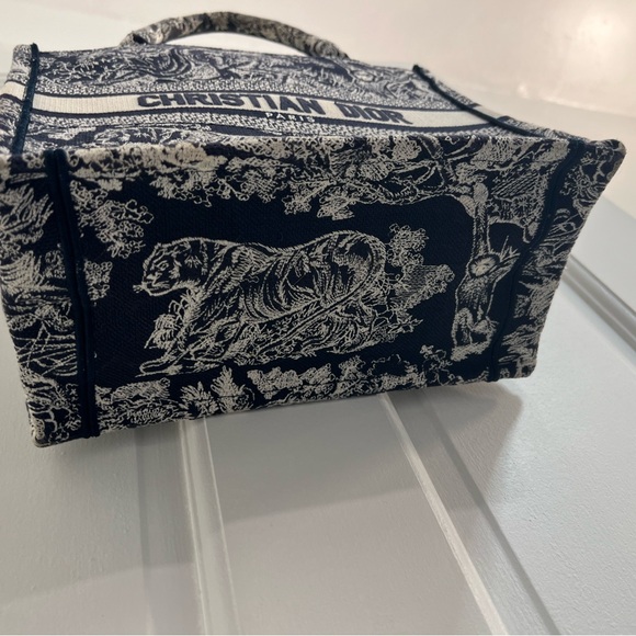 CHRISTIAN DIOR Canvas Embroidered Small Book Tote Blue - Picture 7 of 13